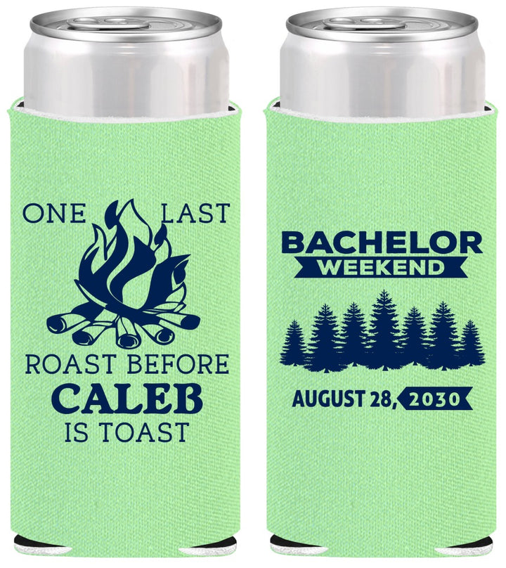 Personalized Bachelor Party Slim Can Coolers - Camping | 40079