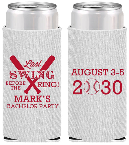 Personalized Bachelor Party Slim Can Coolers - Baseball | 40086