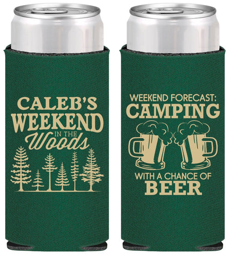 Personalized Bachelor Party Slim Can Coolers - Camping | 40091