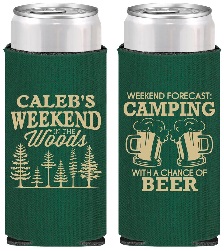Personalized Bachelor Party Slim Can Coolers - Camping | 40091