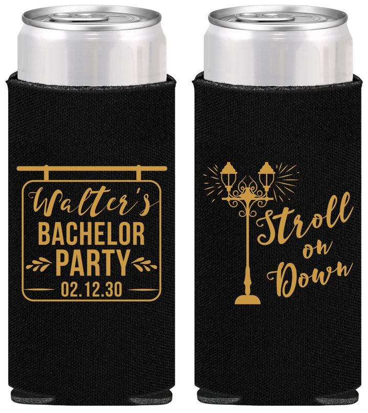 Personalized Bachelor Party Slim Can Coolers - Mardi Gras | 40092