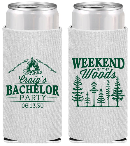 Personalized Bachelor Party Slim Can Coolers - Camping | 40093