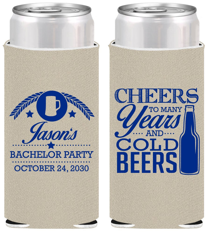 Personalized Bachelor Party Slim Can Coolers - Cheers | 40097