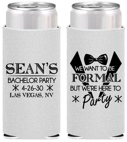 Personalized Bachelor Party Slim Can Coolers - Forma | 40098