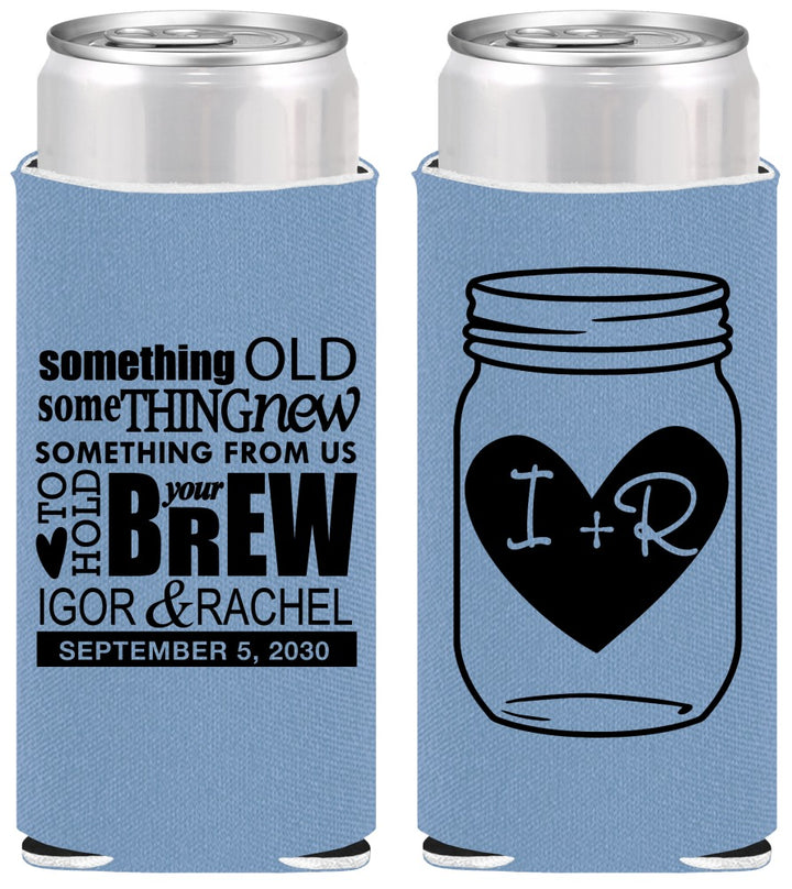 Personalized Wedding Slim Can Coolers - Something Old Something New | 401