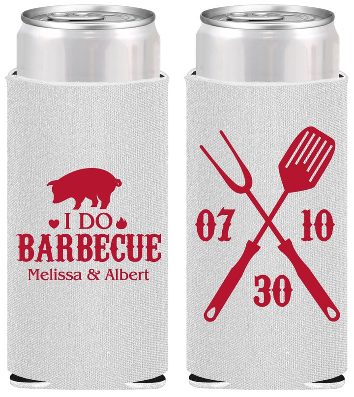 Personalized Wedding Slim Can Coolers - I Do Barbecue Bbq | 410