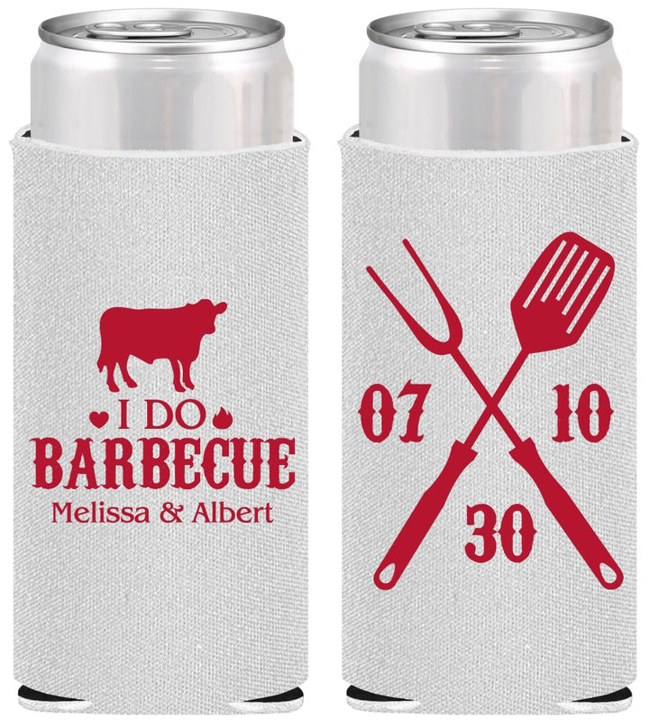 Personalized Wedding Slim Can Coolers - I Do Barbecue Bbq | 433