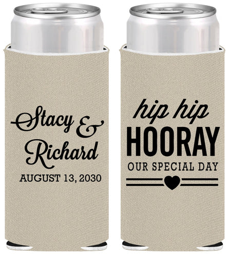 Personalized Wedding Slim Can Coolers - Hip Hop Hooray | 436