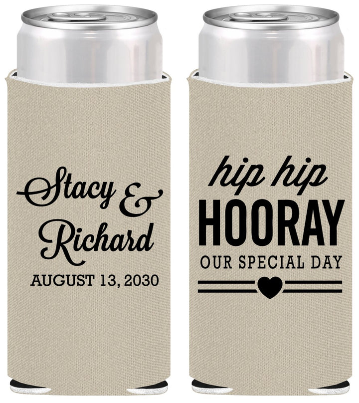 Personalized Wedding Slim Can Coolers - Hip Hop Hooray | 436