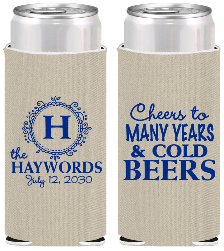 Personalized Wedding Slim Can Coolers - Cheers To Cold Beers | 439