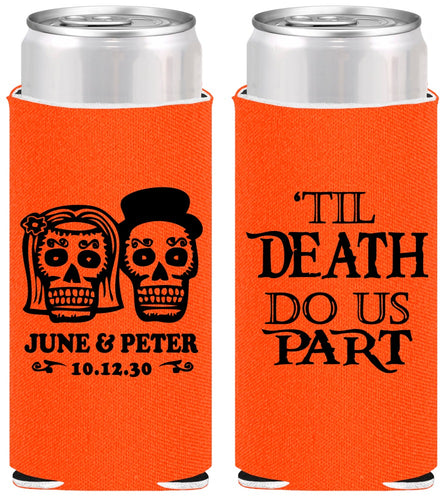 Personalized Wedding Slim Can Coolers - Til Death Do Us Part | 441