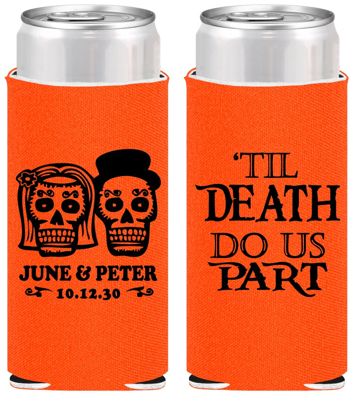 Personalized Wedding Slim Can Coolers - Til Death Do Us Part | 441