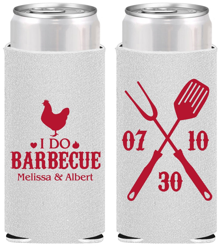Personalized Wedding Slim Can Coolers - I Do Barbecue Bbq | 445