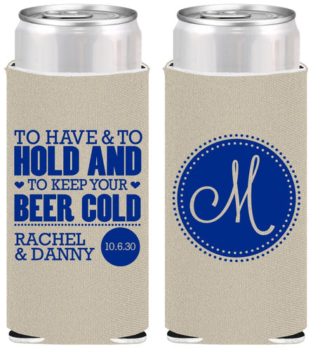 Personalized Wedding Slim Can Coolers - Monogrammed | 450