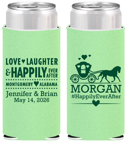 Personalized Wedding Slim Can Coolers - Happily Ever After | 452