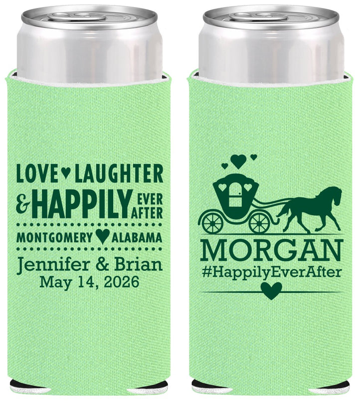 Personalized Wedding Slim Can Coolers - Happily Ever After | 452