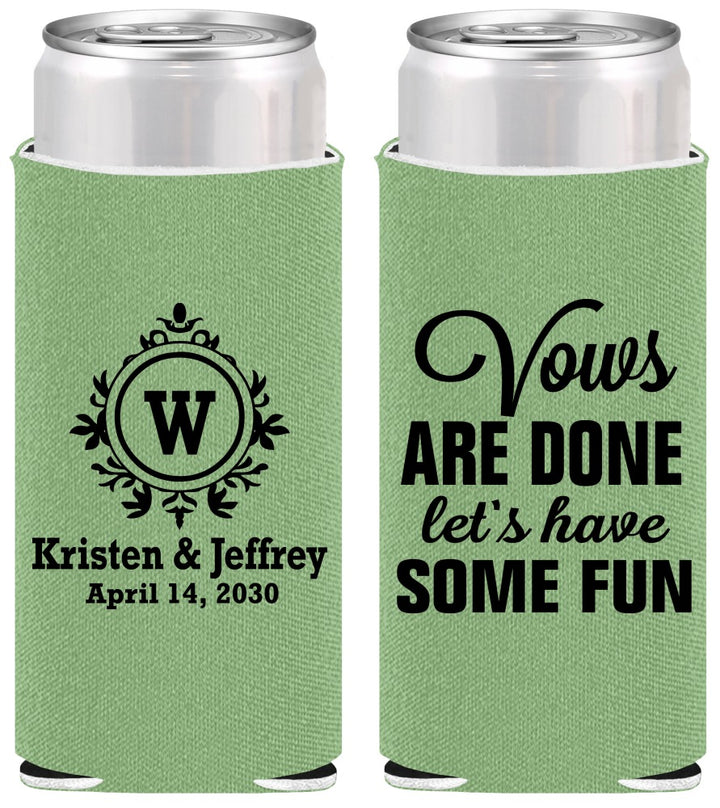 Personalized Wedding Slim Can Coolers - Monogrammed | 462