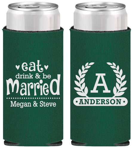 Personalized Wedding Slim Can Coolers - Monogram | 464
