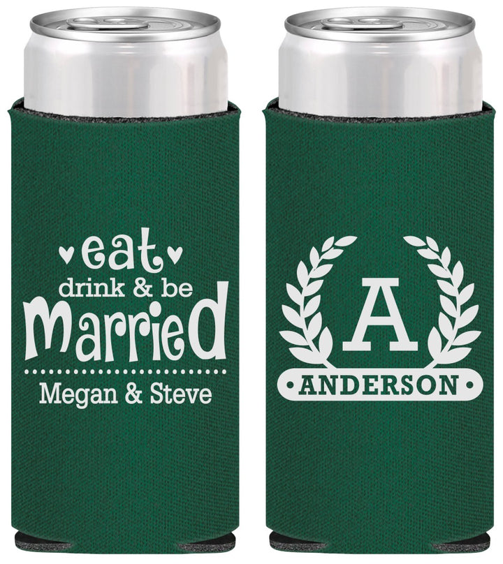 Personalized Wedding Slim Can Coolers - Monogram | 464