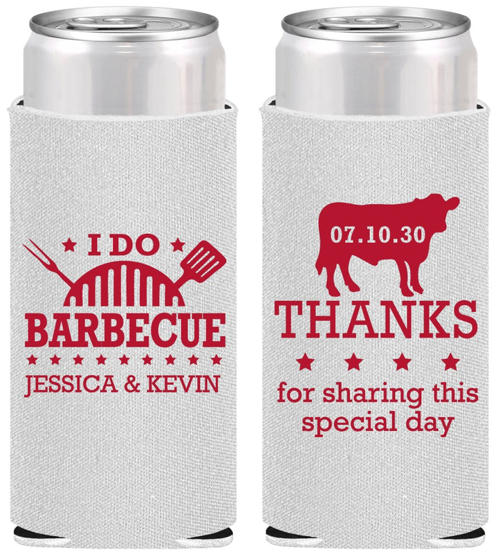 Personalized Wedding Slim Can Coolers - I Do Barbecue Bbq | 468