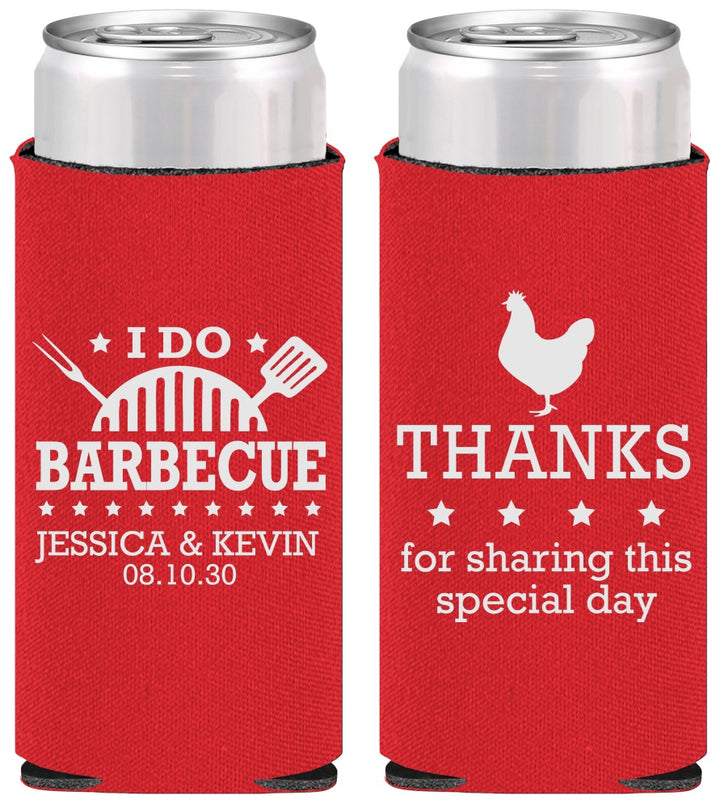 Personalized Wedding Slim Can Coolers - I Do Barbecue Bbq | 469