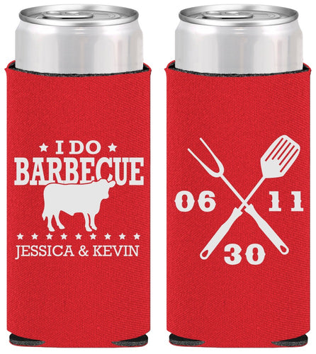 Personalized Wedding Slim Can Coolers - I Do Barbecue Bbq | 471