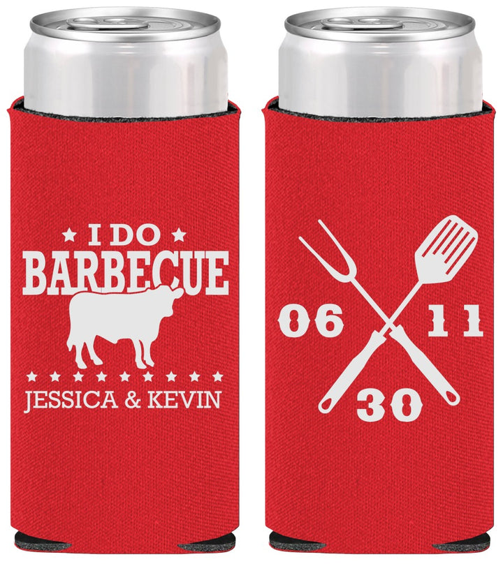 Personalized Wedding Slim Can Coolers - I Do Barbecue Bbq | 471