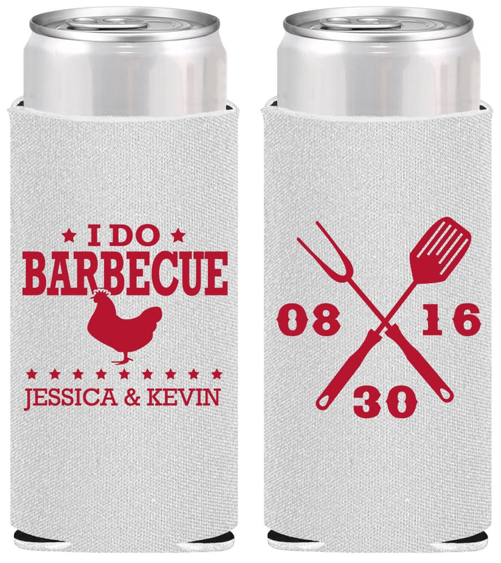 Personalized Wedding Slim Can Coolers - I Do Barbecue Bbq | 472