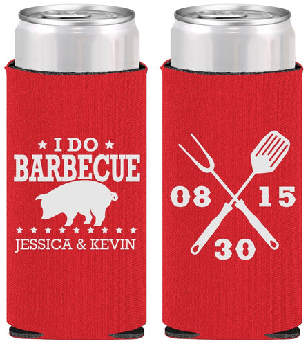 Personalized Wedding Slim Can Coolers - I Do Barbecue Bbq | 473