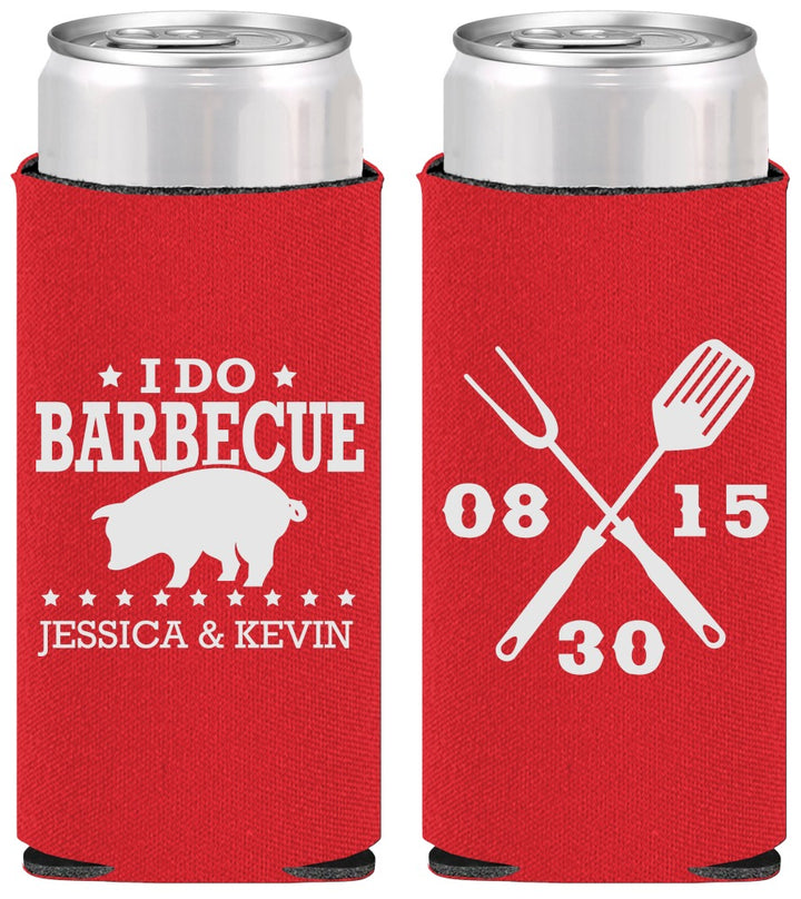 Personalized Wedding Slim Can Coolers - I Do Barbecue Bbq | 473
