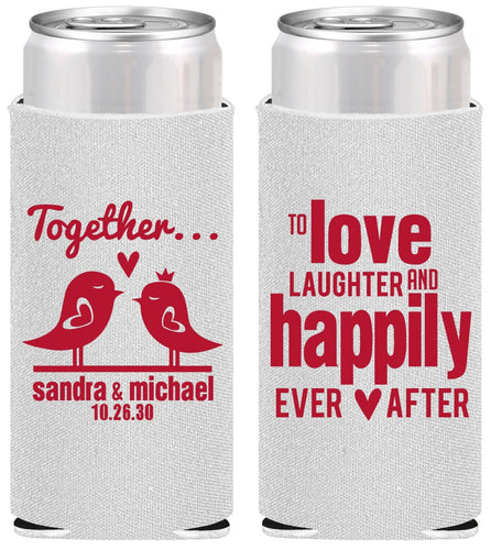 Personalized Wedding Slim Can Coolers - Happily Ever After | 480