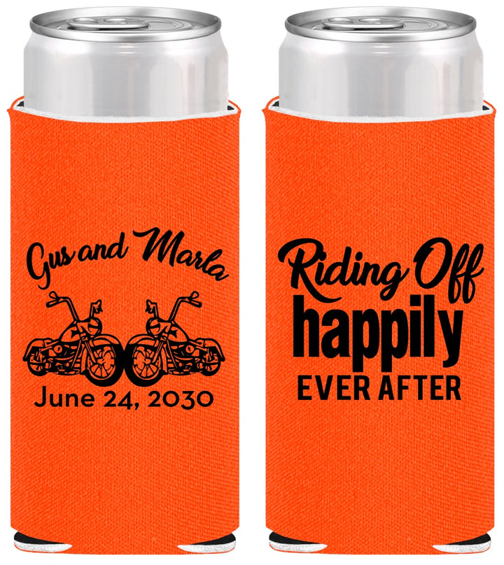 Personalized Wedding Slim Can Coolers - Motorcycle | 493