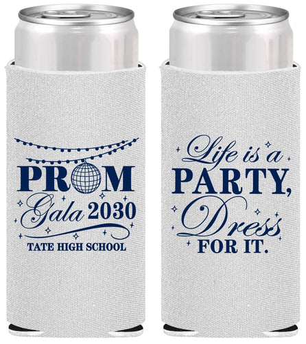 Personalized Prom Slim Can Coolers - Lifes A Party | 50002