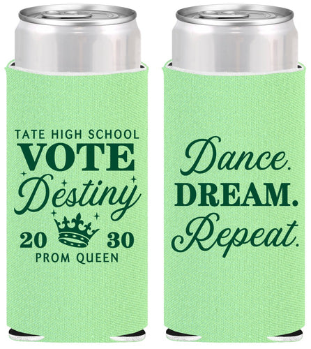 Personalized Prom Slim Can Coolers - Queen Vote | 50016