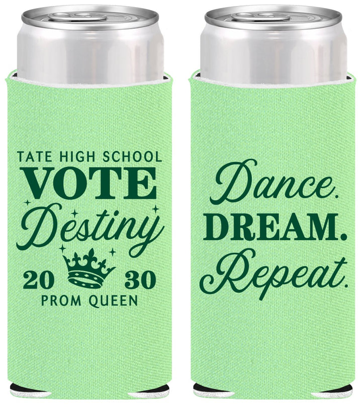 Personalized Prom Slim Can Coolers - Queen Vote | 50016