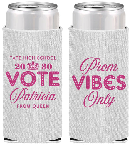 Personalized Prom Slim Can Coolers - Queen Vote | 50017
