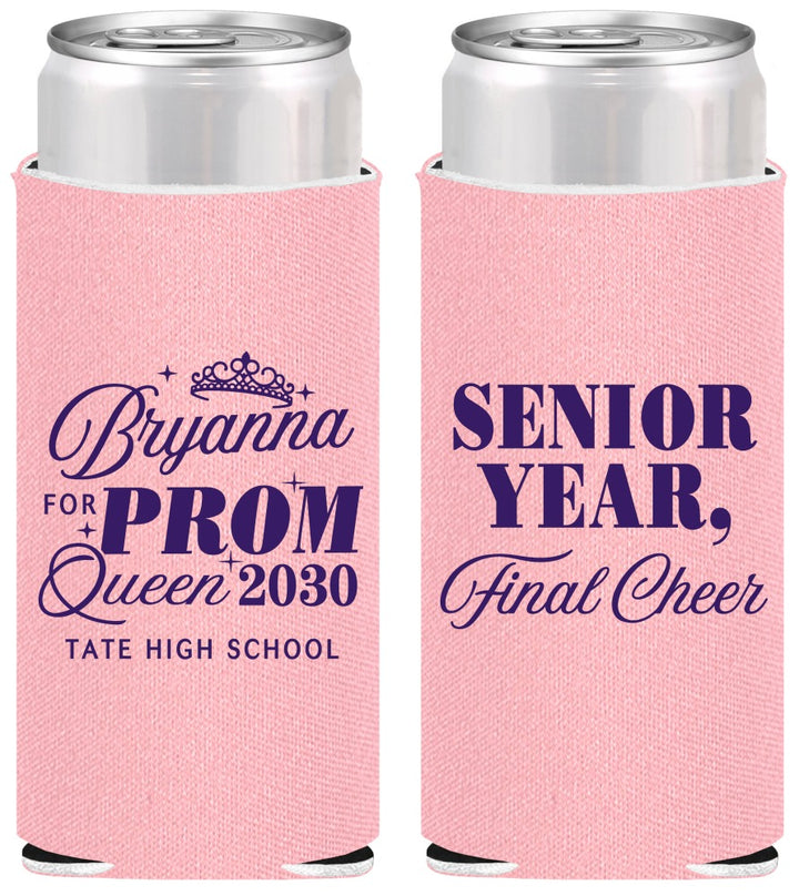 Personalized Prom Slim Can Coolers - Queen Vote | 50018