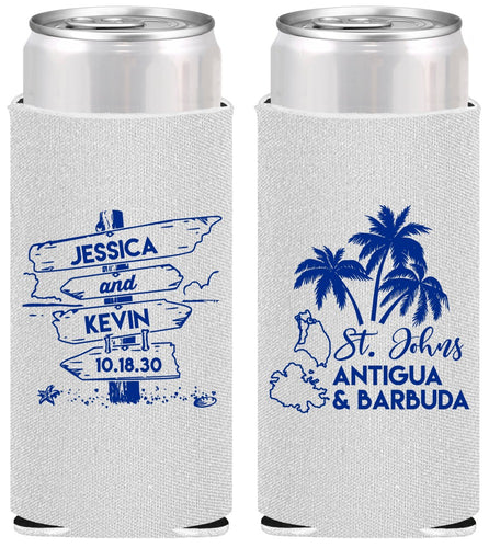 Personalized Wedding Slim Can Coolers - Antigua And Barbuda | 503