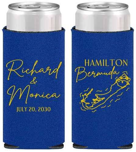 Personalized Wedding Slim Can Coolers - Bermuda | 512