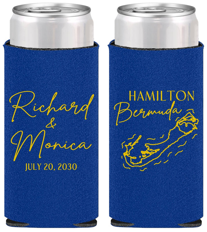 Personalized Wedding Slim Can Coolers - Bermuda | 512