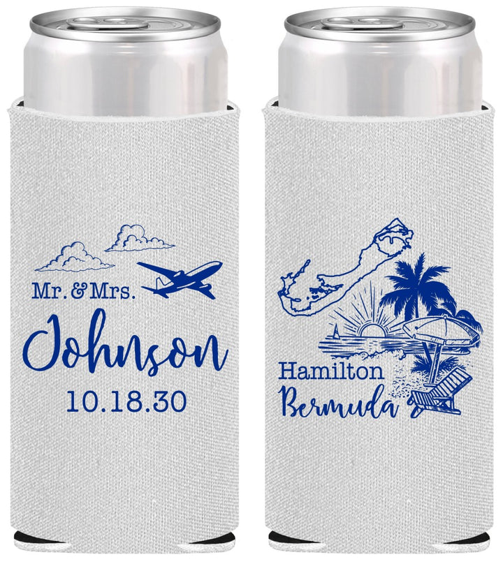 Personalized Wedding Slim Can Coolers - Bermuda | 513