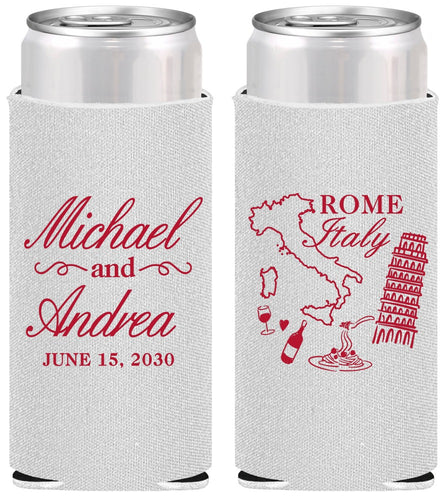 Personalized Wedding Slim Can Coolers - Italy | 515