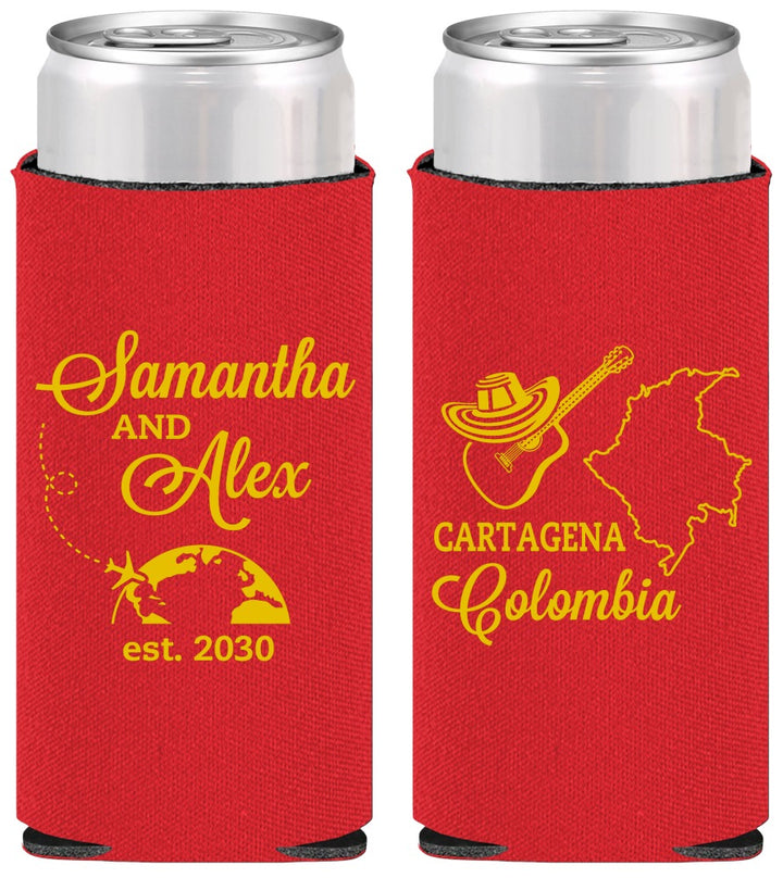 Personalized Wedding Slim Can Coolers - Colombia | 517