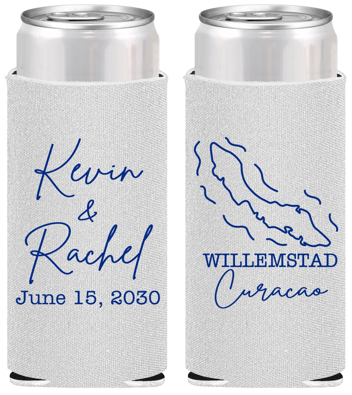 Personalized Wedding Slim Can Coolers - Curacao | 520