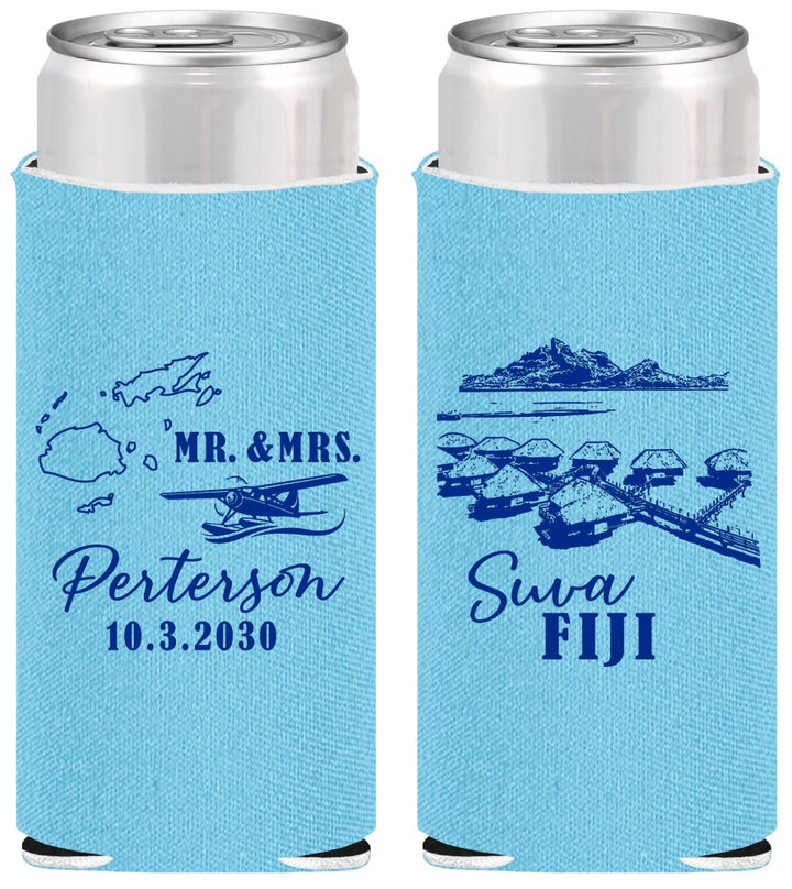 Personalized Wedding Slim Can Coolers - Fiji | 525