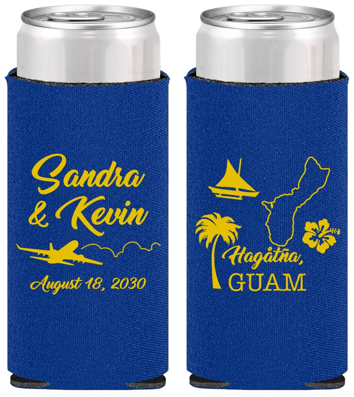 Personalized Wedding Slim Can Coolers - Guam | 527