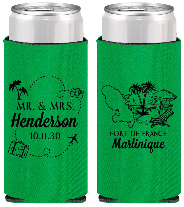 Personalized Wedding Slim Can Coolers - Martinique | 533