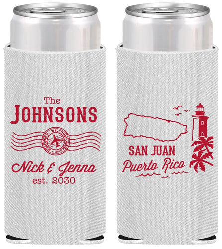 Personalized Wedding Slim Can Coolers - Puerto Rico | 539