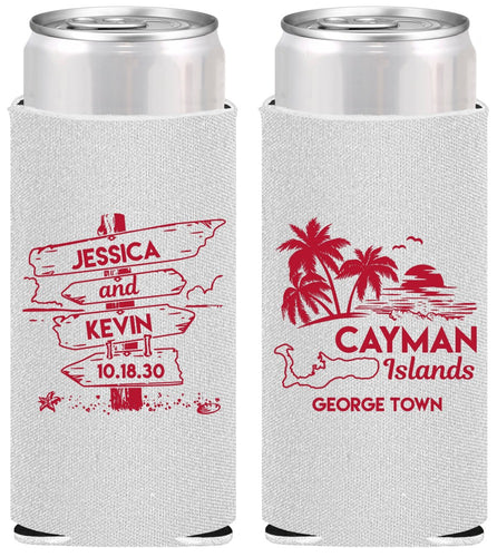 Personalized Wedding Slim Can Coolers - Cayman Island | 545