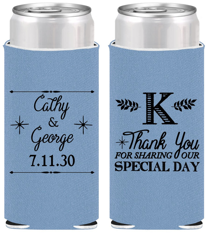 Personalized Wedding Slim Can Coolers - Monogram | 556